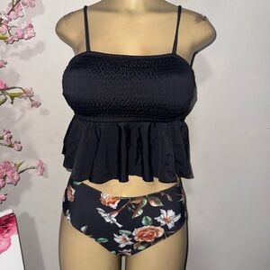 Floral Black Bikini Set